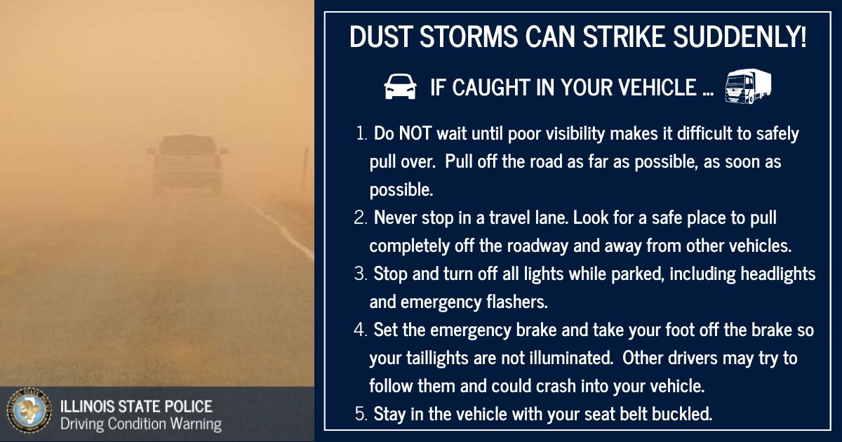ILStatePoliceT7's tweet photo. ⚠️Traffic Advisory⚠️
Road closures on US-136 eastbound to IL-54. Low visibility due to blowing dust has been reported. Use caution. https://t.co/HnNGFp53XA