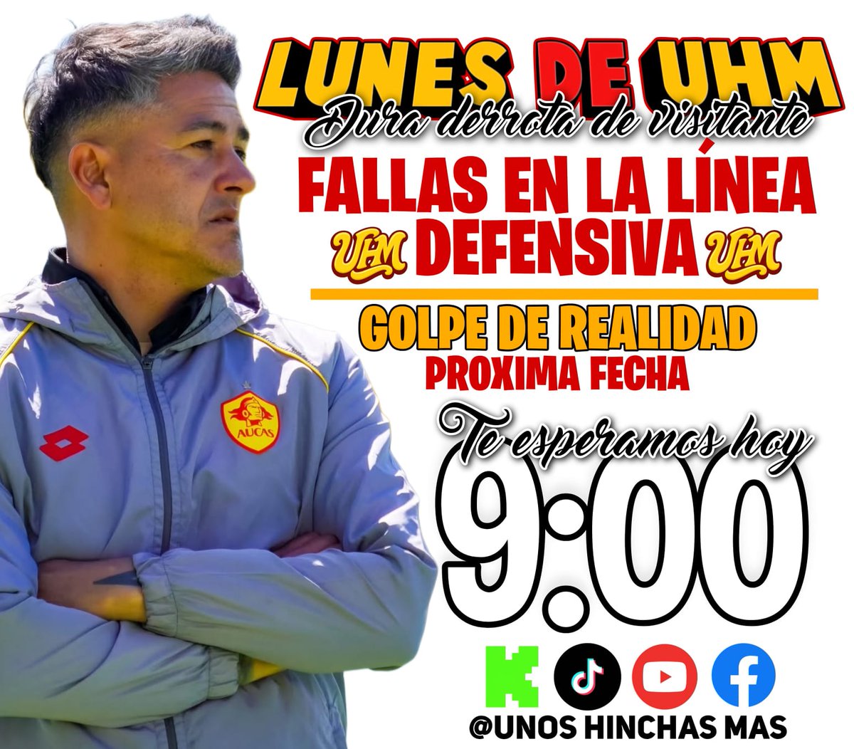 ❤️💛 LUNES DE UHM💛❤️

Dura derrota de visitante.

Fallas en la línea defensiva.

Golpe de realidad.

Próxima fecha.

Tribuna abierta