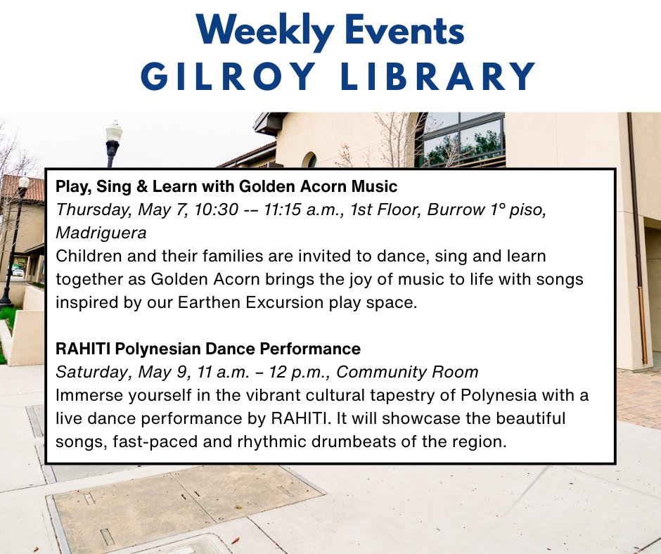 sccld's tweet photo. First week in May. Lots of fun events with the Campbell Library reopening on Saturday!

Find the full list of activities we have planned at all of our libraries at https://t.co/pjp7MPs9iZ. https://t.co/sTFmZ54QiH