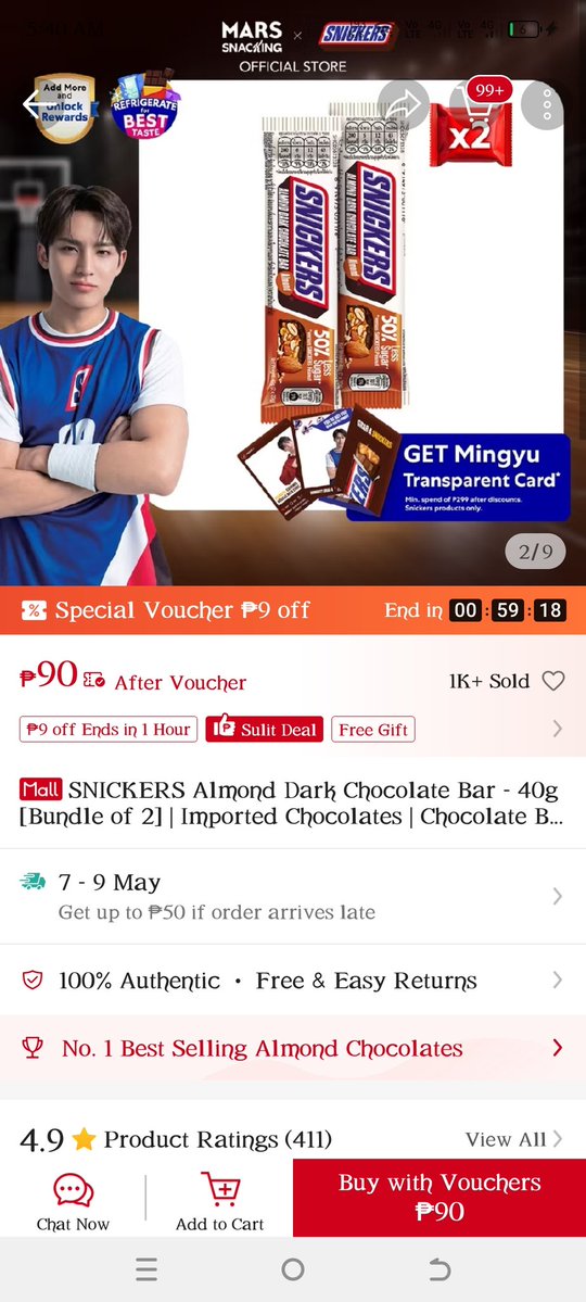 Mingyu dark chocolate Snickers
Link:
s.shopee.ph/9KedBNV808

#snickers #mingyu #mingyusnickers