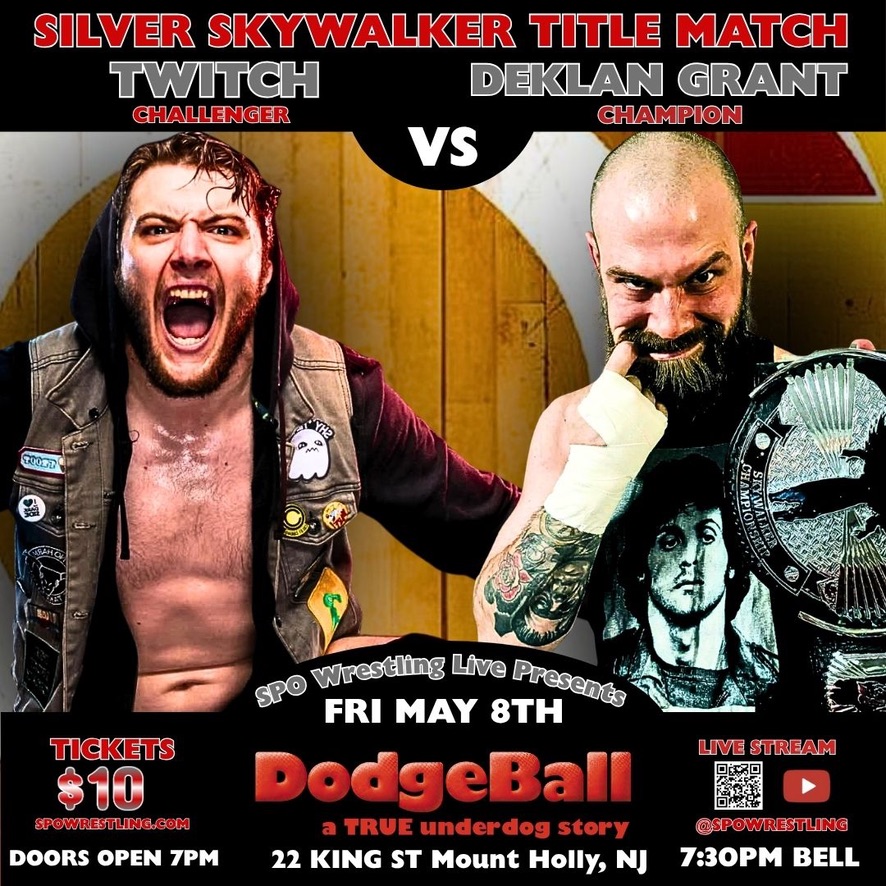 SPOWrestling's tweet photo. 🔥 SPO Presents: Dodgeball – A True Underdog Story 🔥
📅 Friday, May 8th
📍 PWSA – Pro Wrestling Star Academy
 22 King St, Mount Holly, NJ
🚪 Doors: 7:00PM | 🔔 Bell: 7:30PM
📺 Streaming LIVE on YouTube
🎟️ Tickets: $10 General Admission https://t.co/xyjBMIJD3F