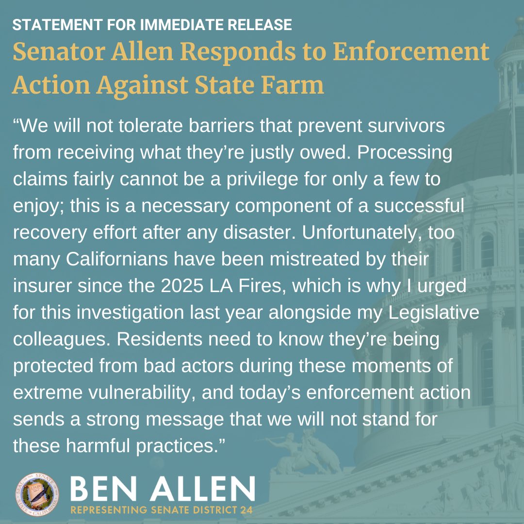 Senator Ben Allen tweet media