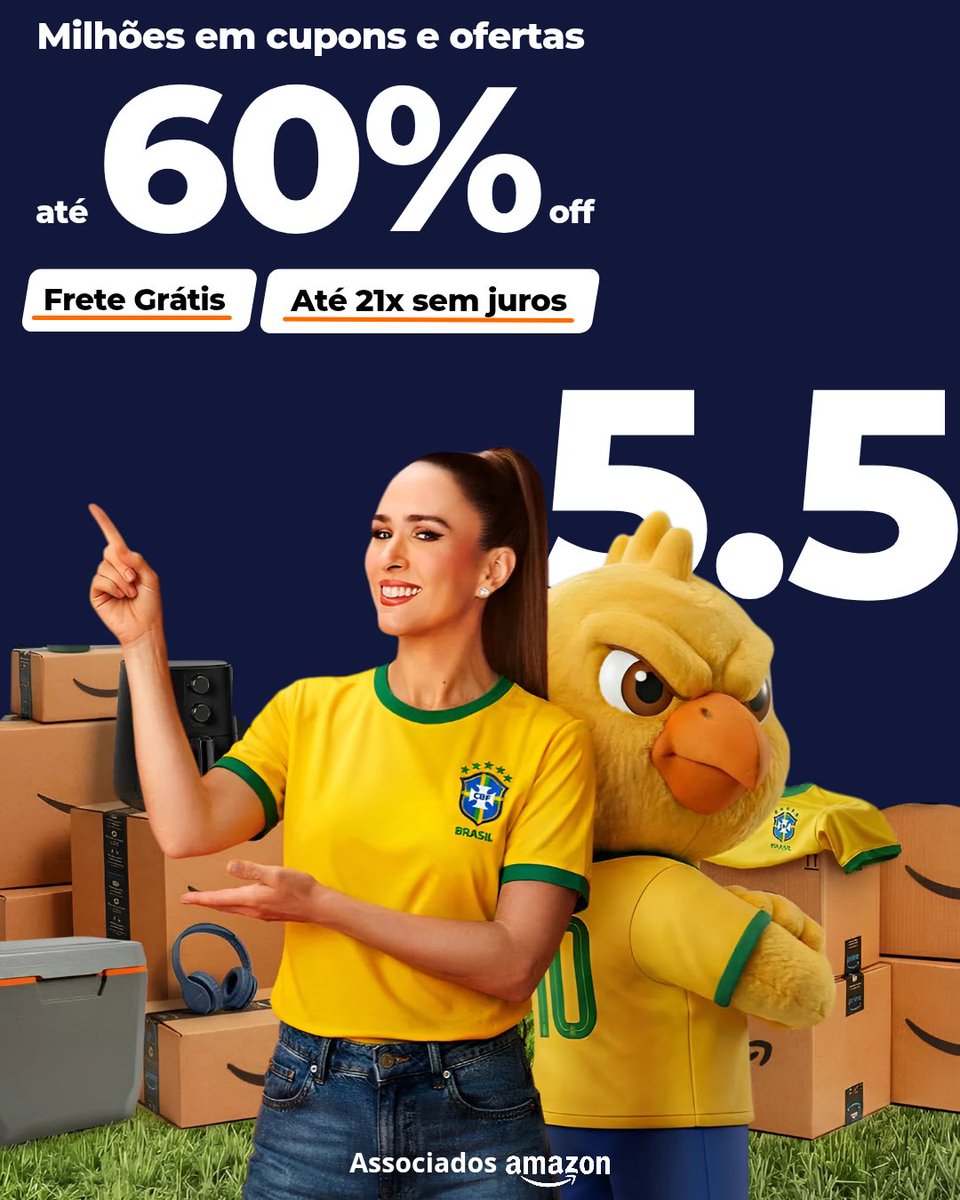 achados_vip's tweet image. Amazon 5.5! Aproveite milhões em cupons e ofertas.

- 60% off
- Frete GRÁTIS
- 21x sem juros

Amazon 5.5: 
amzn.to/4dpbM2M 

anúncio
#Amazon #AmazonOfertas