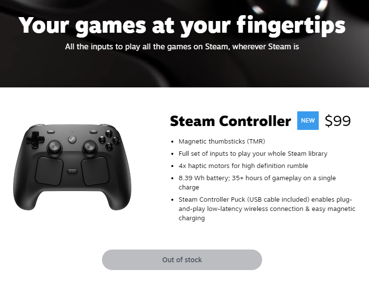 shacknews's tweet image. Steam Controller is already sold out. Did you pick one up today? #Steam #Gaming