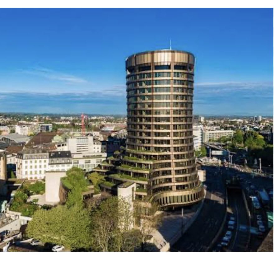 This is the Tower of Basel and yes it looks a lot like the biblical Tower of Babel 

Both were pushing for a one-world government