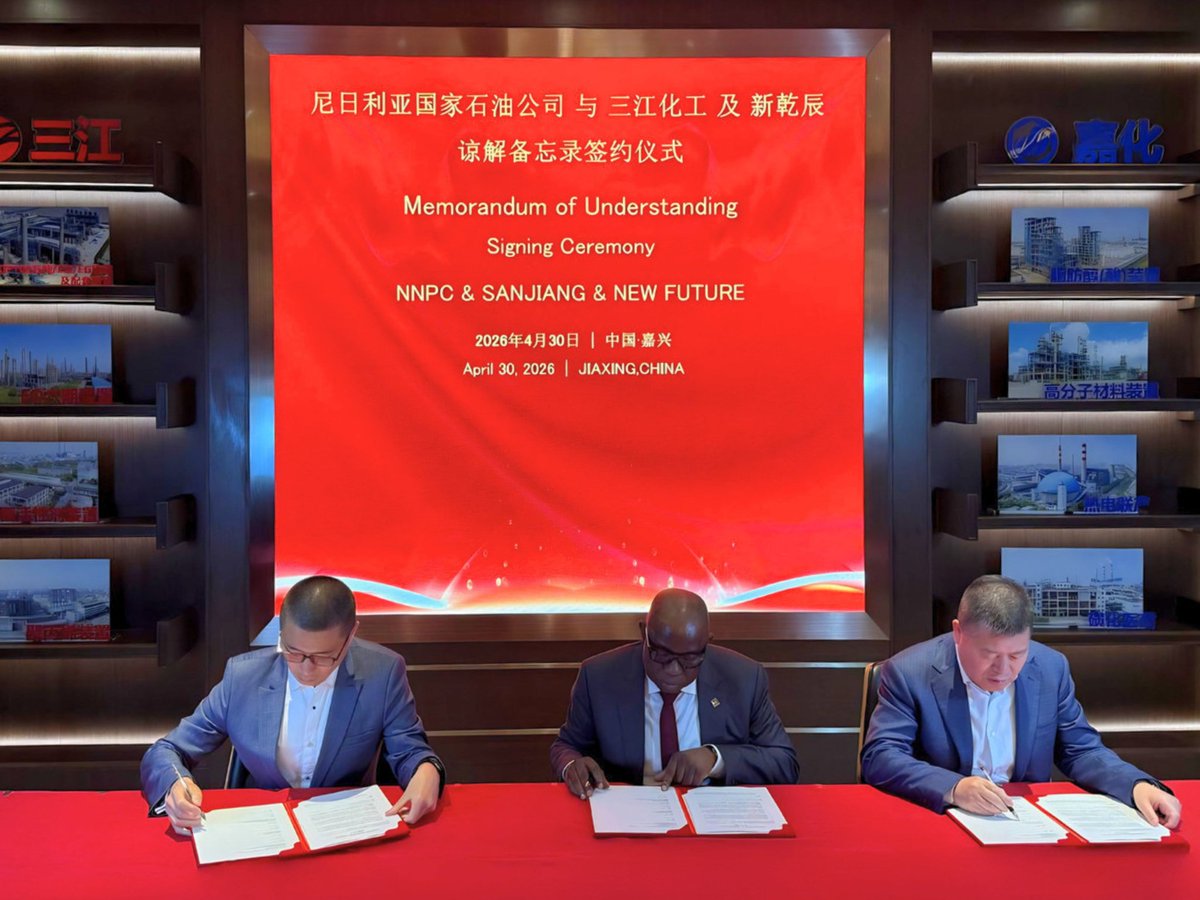 AbbaAudu_'s tweet photo. PRESS RELEASE

NNPC, Chinese Firms Sign MoU Towards Restart, Expansion of Warri, Port Harcourt Refineries

The NNPC Ltd. has signed a Memorandum of Understanding (MoU) with two Chinese companies, Sanjiang Chemical Company Limited and Xinganchen (Fuzhou) Industrial Park Operation and Management Co. Ltd., for collaboration through a potential Technical Equity Partnership in support of the completion and operation of the Port Harcourt and Warri Refineries.

Read the full press release when you visit https://t.co/CQ1Nde4YoL…