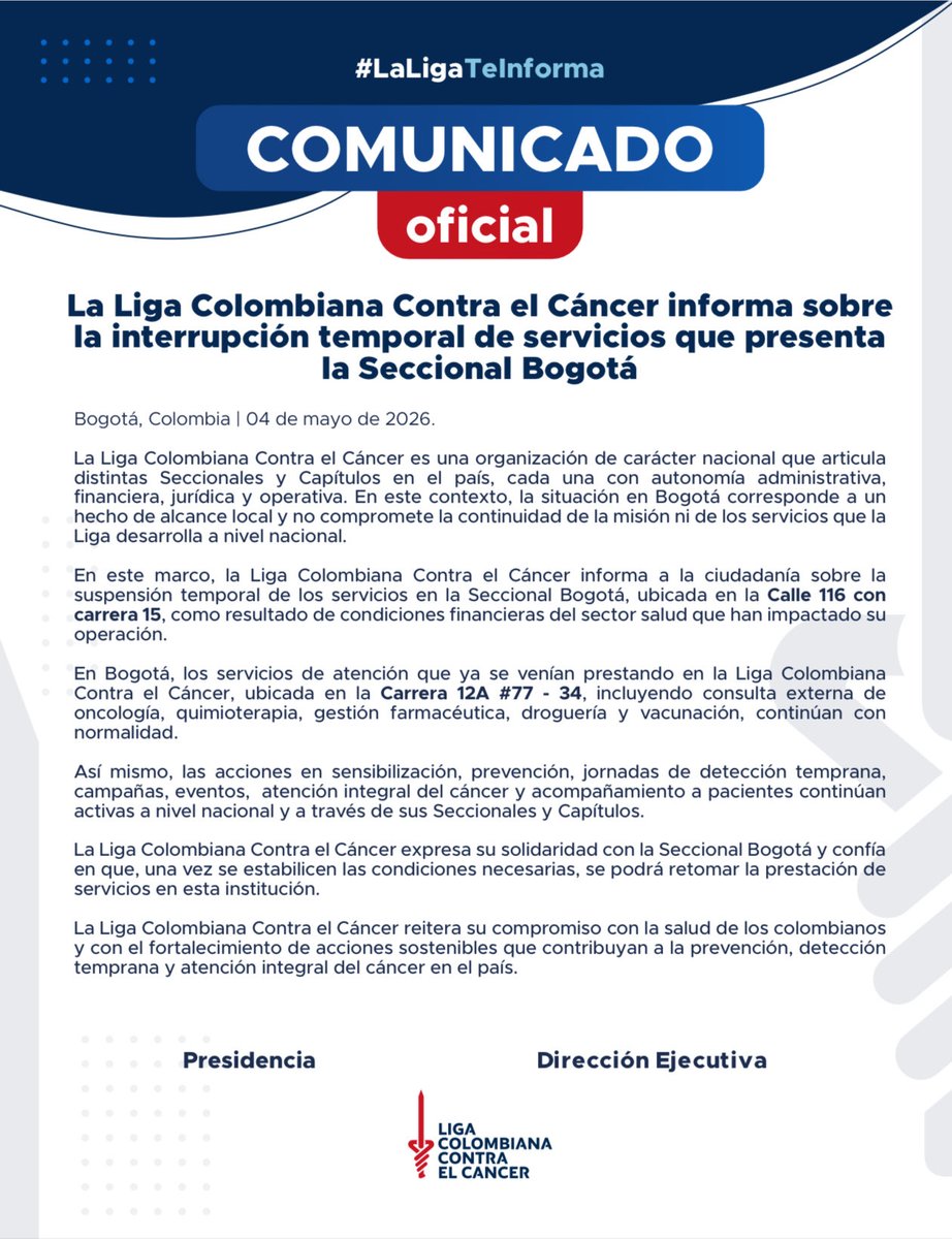 Liga Colombiana Contra el Cáncer tweet media