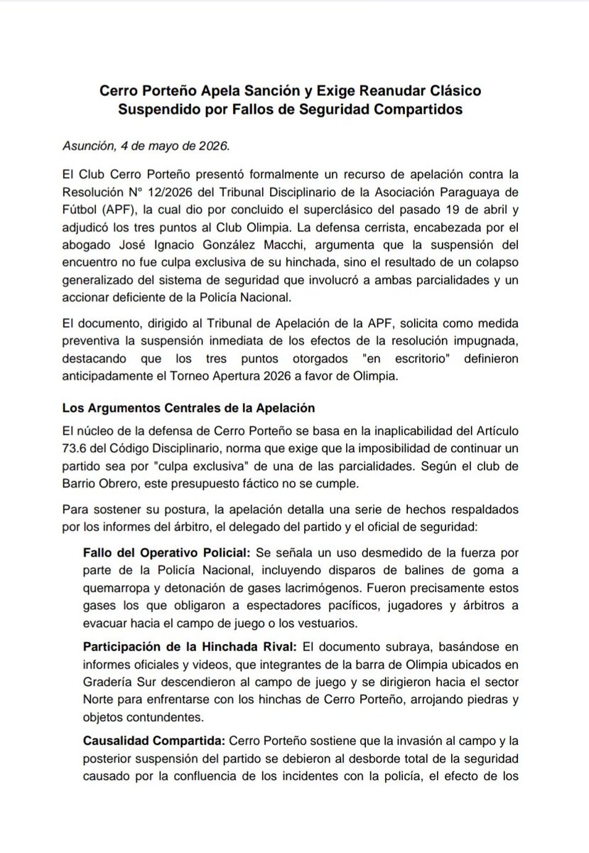 ¿En serio Cerro Porteño apela justificando a sus delincuentes, que armó el quilombo con la Policía y suspendió el partido queirendo meter a la hinchada de Olimpia en la misma bolsa?

Y encima piden repetirlo a puertas cerradas?

Pero estos tipos están completamente locos jajajaja