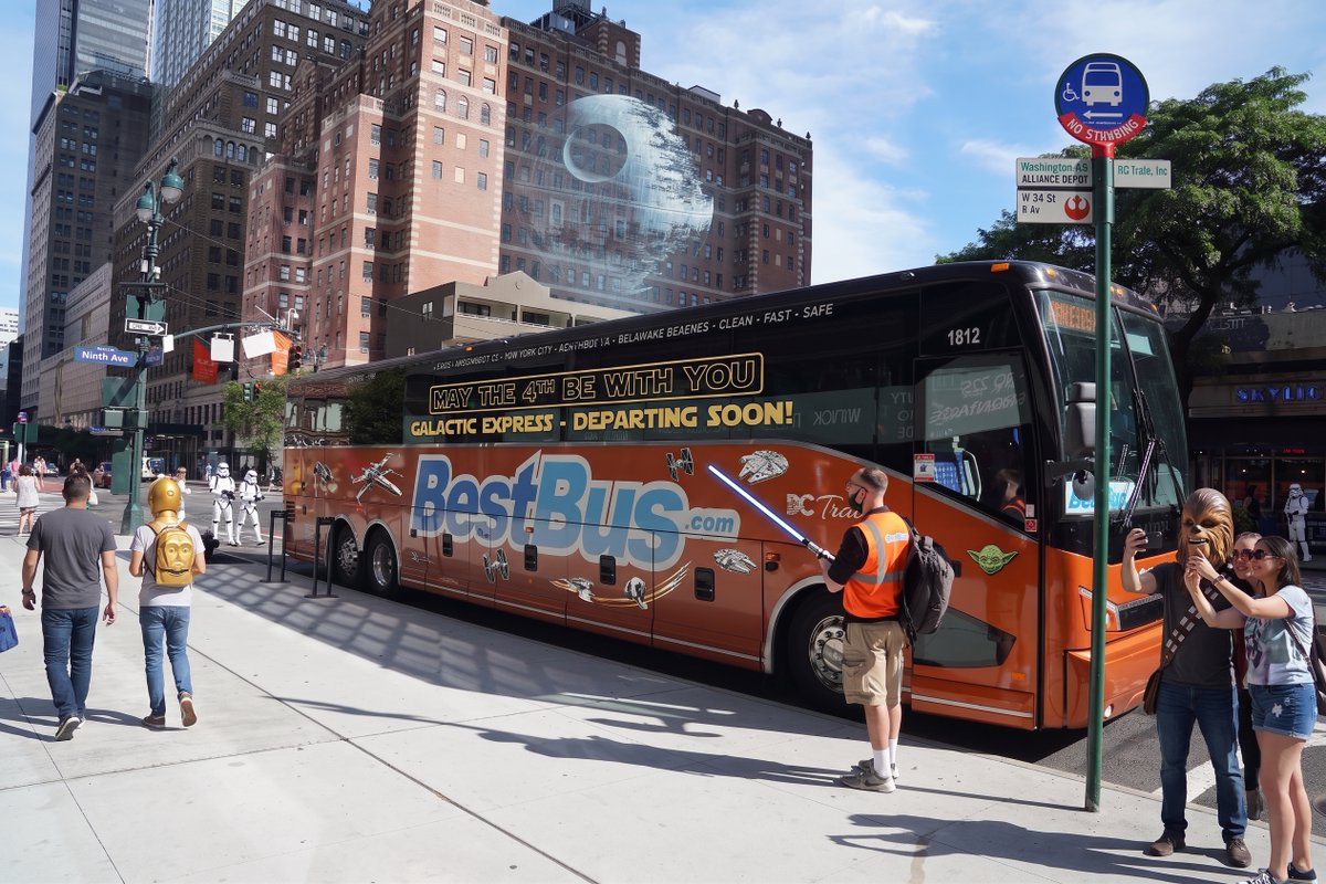 TheBestBus's tweet photo. Why do the Kessel Run in a bucket of bolts when you can ride the Galactic Express? 🚀

⚡️ Unlimited Power (Outlets) 🌐 Holo-Net (Free Wi-Fi) 🥤 Free Rations (Water)
Make the jump to lightspeed at https://t.co/qe4lPirttH! #MayThe4thBeWithYou #StarWarsDay https://t.co/0iiEL74ekg