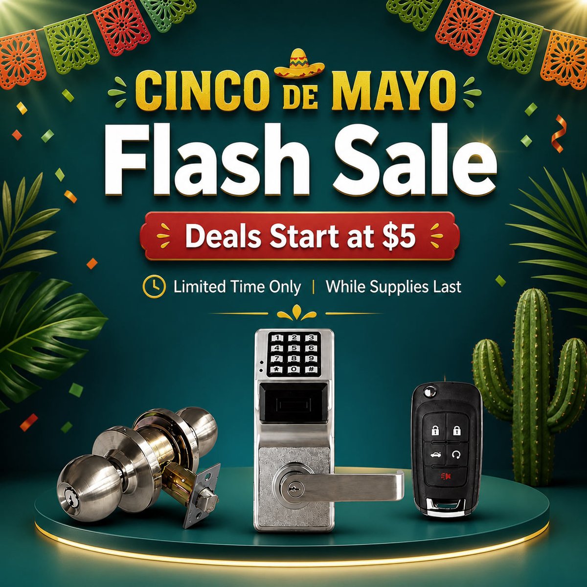 LksmithKeyless's tweet image. 🎉 Cinco de Mayo Flash Sale is LIVE!
locksmithkeyless.com/collections/ci…
🔥 Deals start at just $5

#LocksmithTools #SmartLocks #KeylessEntry #CarKeys #KeyFob #AutoLocksmith #LocksmithLife #SecuritySolutions #KeyProgramming