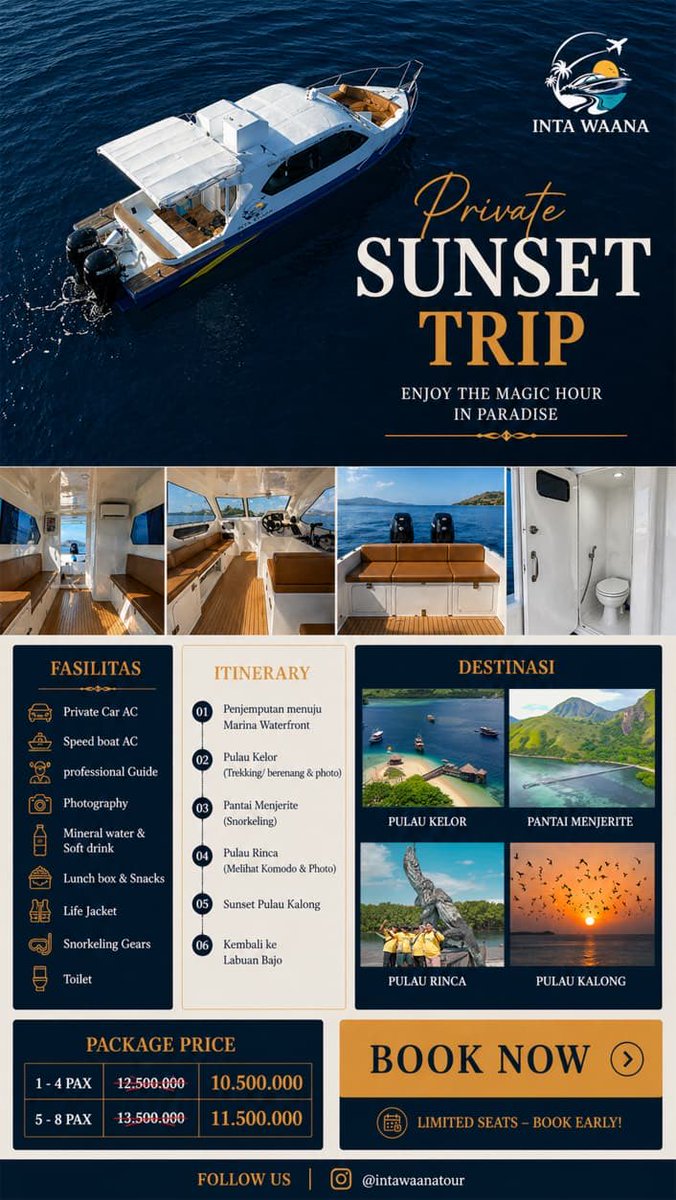 anggunbayuaji's tweet image. Sunset Trip Private Boat 🛥️

#labuanbajo #boat #luxury