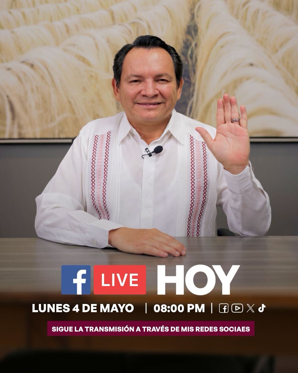 huachodiazmena's tweet image. #HOY a las 8:00 p.m. acompáñenme en nuestro #FacebookLive y conozcan los avances de esta semana en #Yucatán.