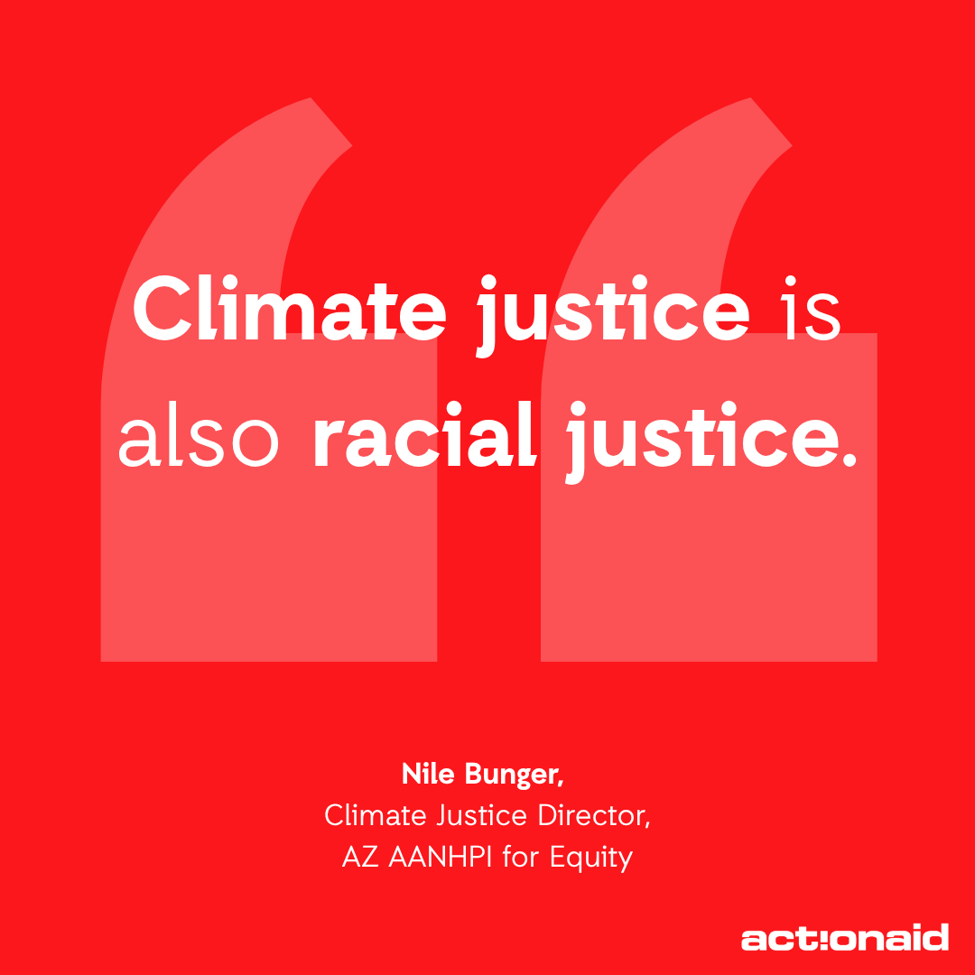 ActionAidUSA's tweet photo. “Climate justice is also racial justice, and you can’t try to combat one without the other, or at least addressing these issues.” — Nile Bunger, Phoenix, AZ 🌵  

Our Climate Reparations Camp brought organizers together to connect the fight. 

#ClimateReparations #ClimateJustice https://t.co/HNml41VUXd
