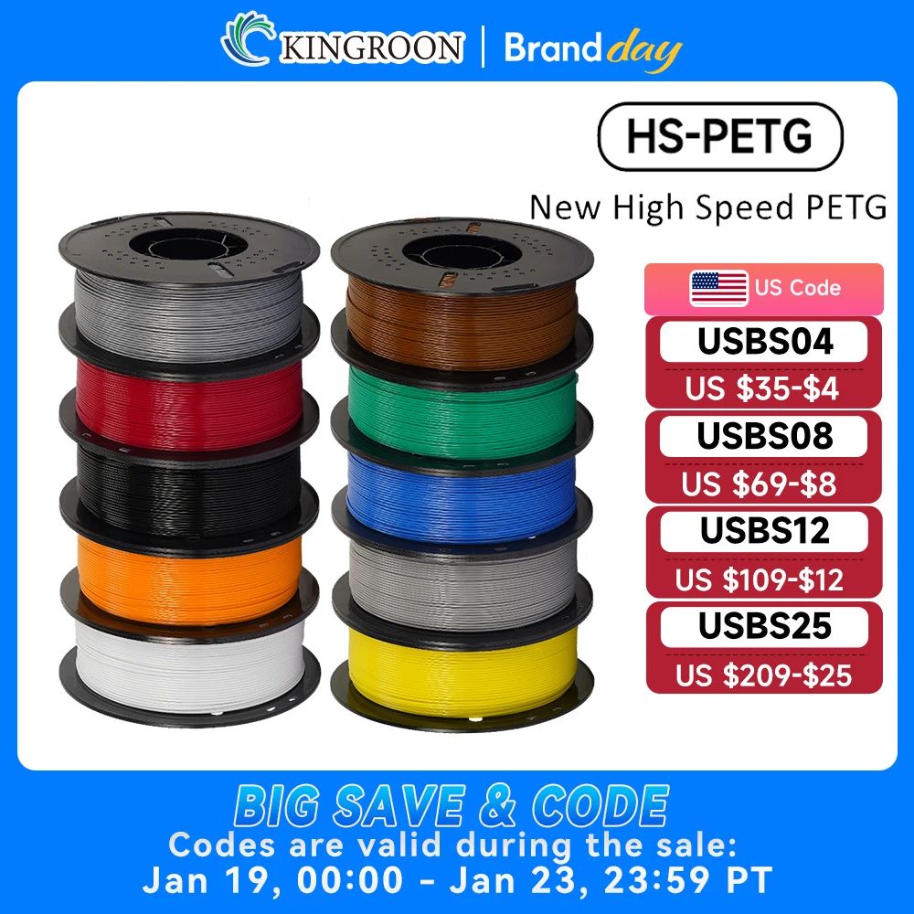 USDealVault's tweet image. Unleash your creativity with KINGROON's HS-PETG 3D Printer Filament! 🚀✨ High speed, vibrant colors, and durable material make every print a masterpiece! 🇺🇸🔥 Don't miss out! #AmazonFinds #Deals #Tech #MustHave buff.ly/vkpsxxO