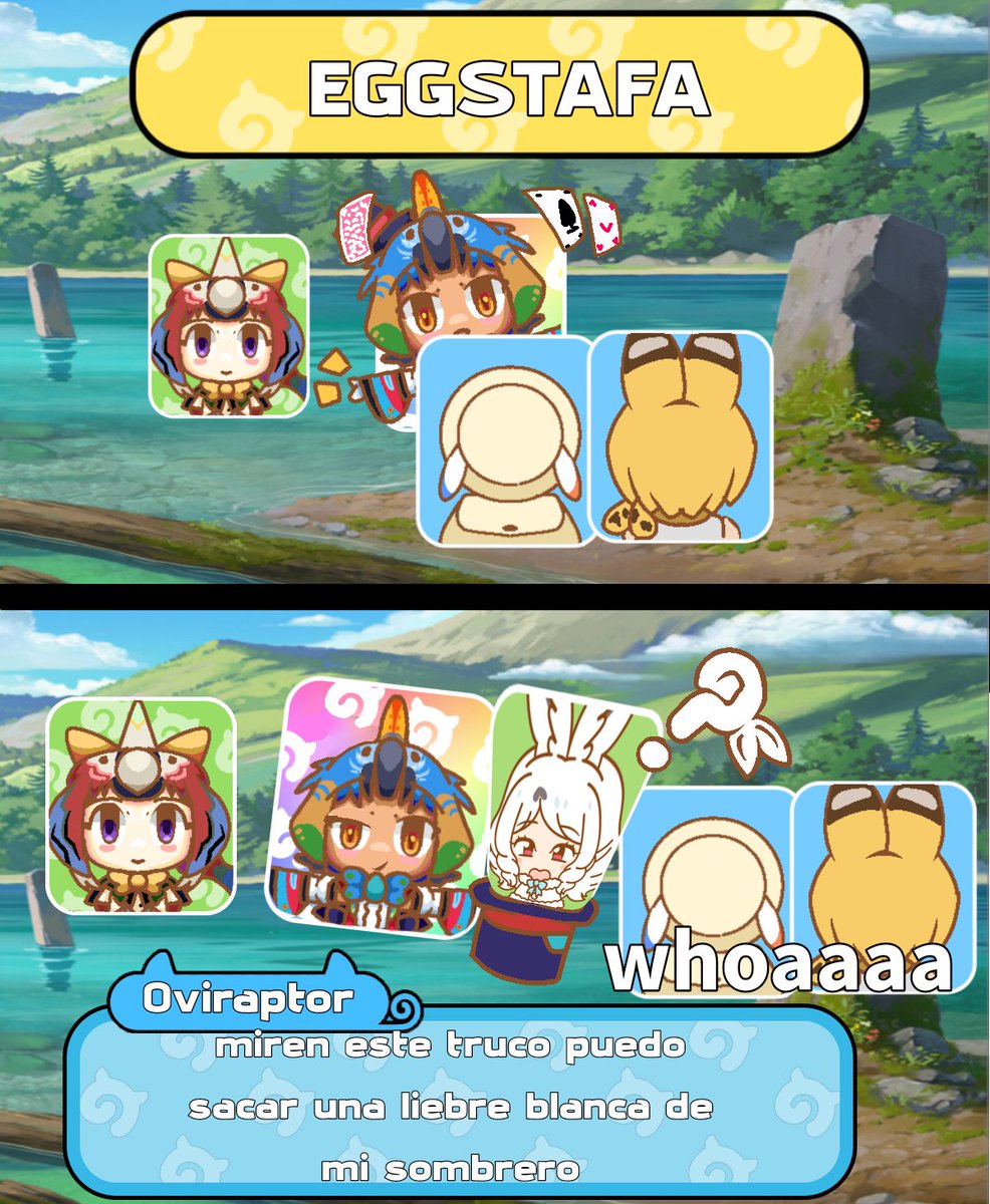 Medrako1's tweet photo. Fanfic -friendstory-chapter 12
#oc #oviraptor #gigantoraptor #BatEaredFox #serval #kaban #silkyanteater #kemonofriends #fanfic #orifure
#オヴィラプトル #ギガントラプトル #オオミミギツネ #サーバル #カバン #シルキーアリクイ #けものフレンズ #ファンフィクション #オリフレ https://t.co/hklShpASxI