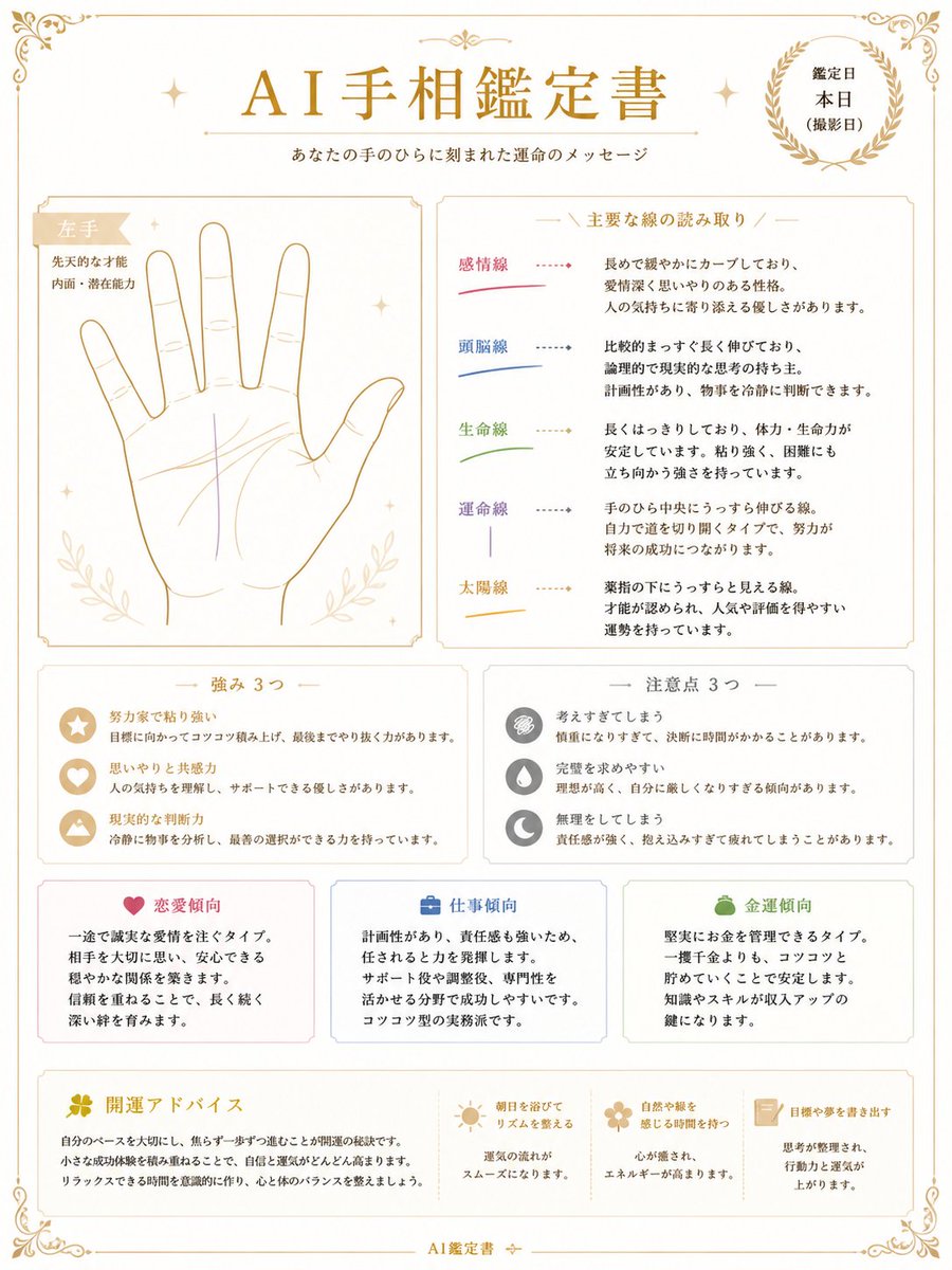Japanese AI Palm Reading Certificate