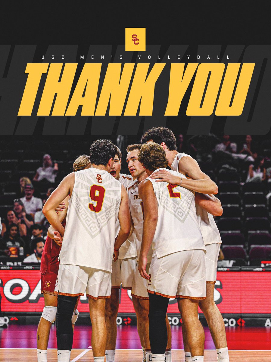 USCmensvolley's tweet photo. thank you trojan family ✌️

#FightOn✌️🏐 https://t.co/4yINAY6vAq