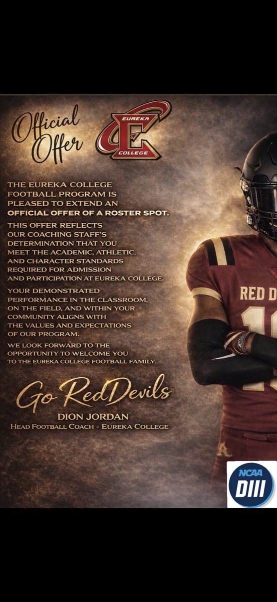 Rt3zy_'s tweet image. After talking with @TheRedZoneCoach 
I’m excited to announce that 
I’ve received an official football offer from Eureka College! Grateful for this opportunity and Big thanks to, Coach Terrell! @Trey_Handsome @ECRDFootball #AGTG #NextLevel