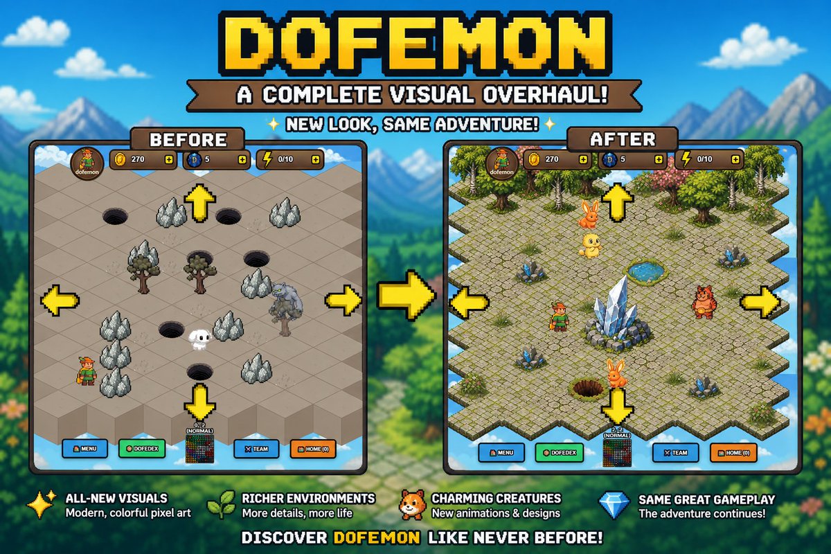 dofemon's tweet image. Complete visual overhaul!🤩

#Dofemon #PlayToEarn #NeverStop #BuildEveryday #Solana #Web3 #Mobile