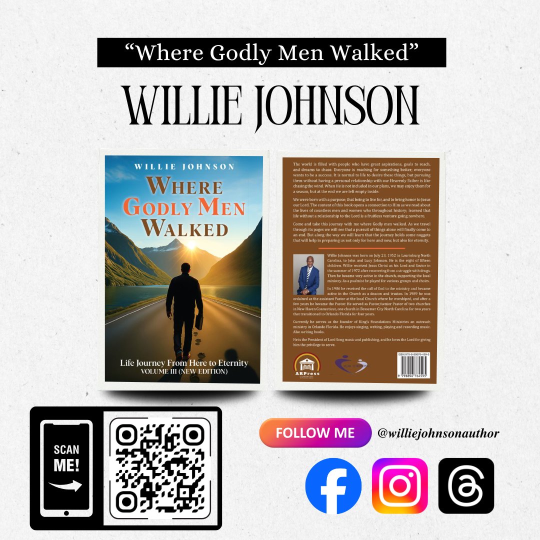 ARPressLLC's tweet image. Religion and spirituality can offer peace when life feels overwhelming. This heartfelt book invites you to pause, find your balance, and reconnect with what truly matters.

#mustread #author #williejohnson #wheregodlymenwalked #writer
#bookworms #writer #books