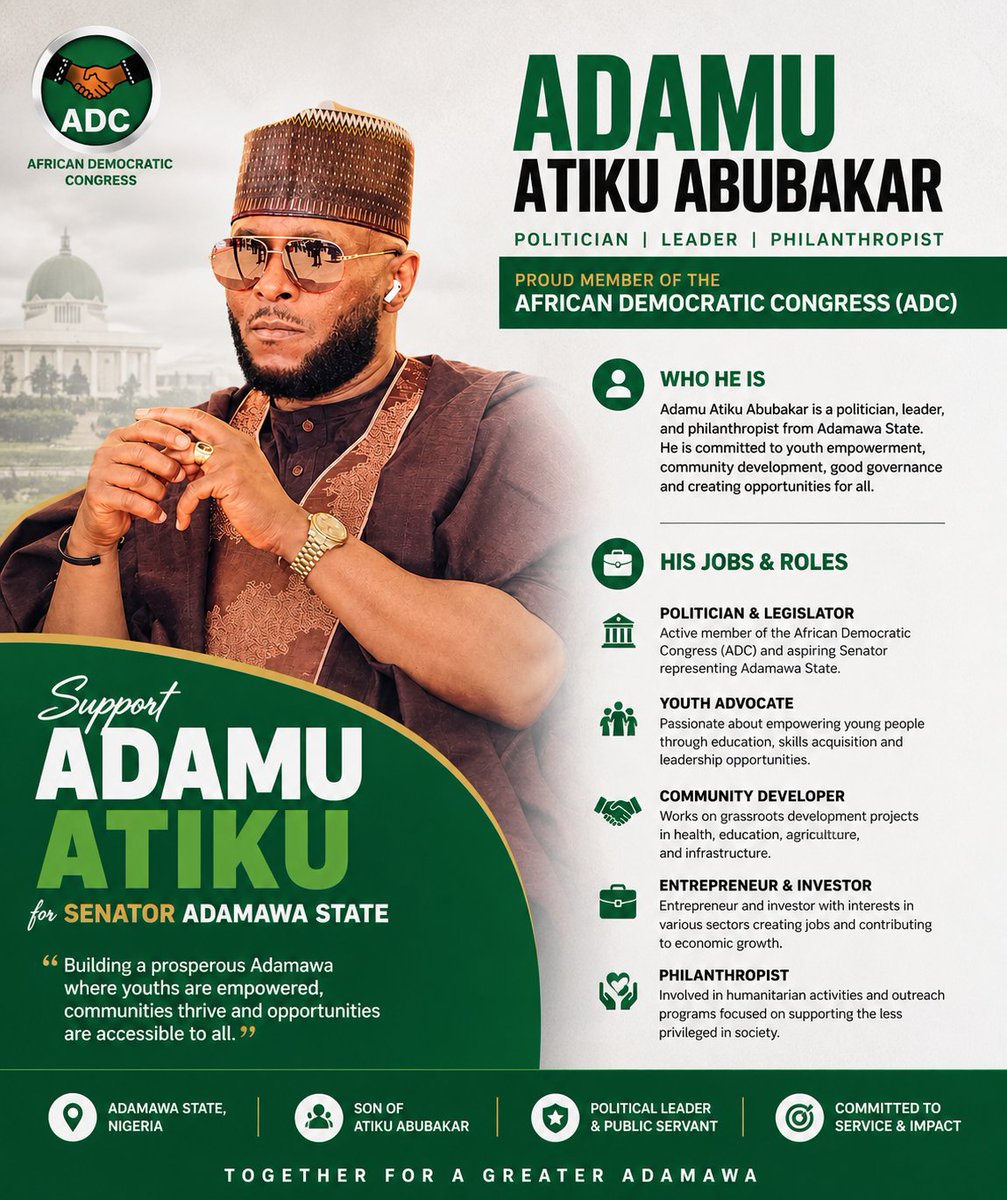 Yunuxaa's tweet photo. WHO HE IS ADAMU ATIKU ABUBAKAR @AdamuAtikuA @atiku @ADCVanguard_ @AdamawaLas79384 https://t.co/D8lwbCRnP2