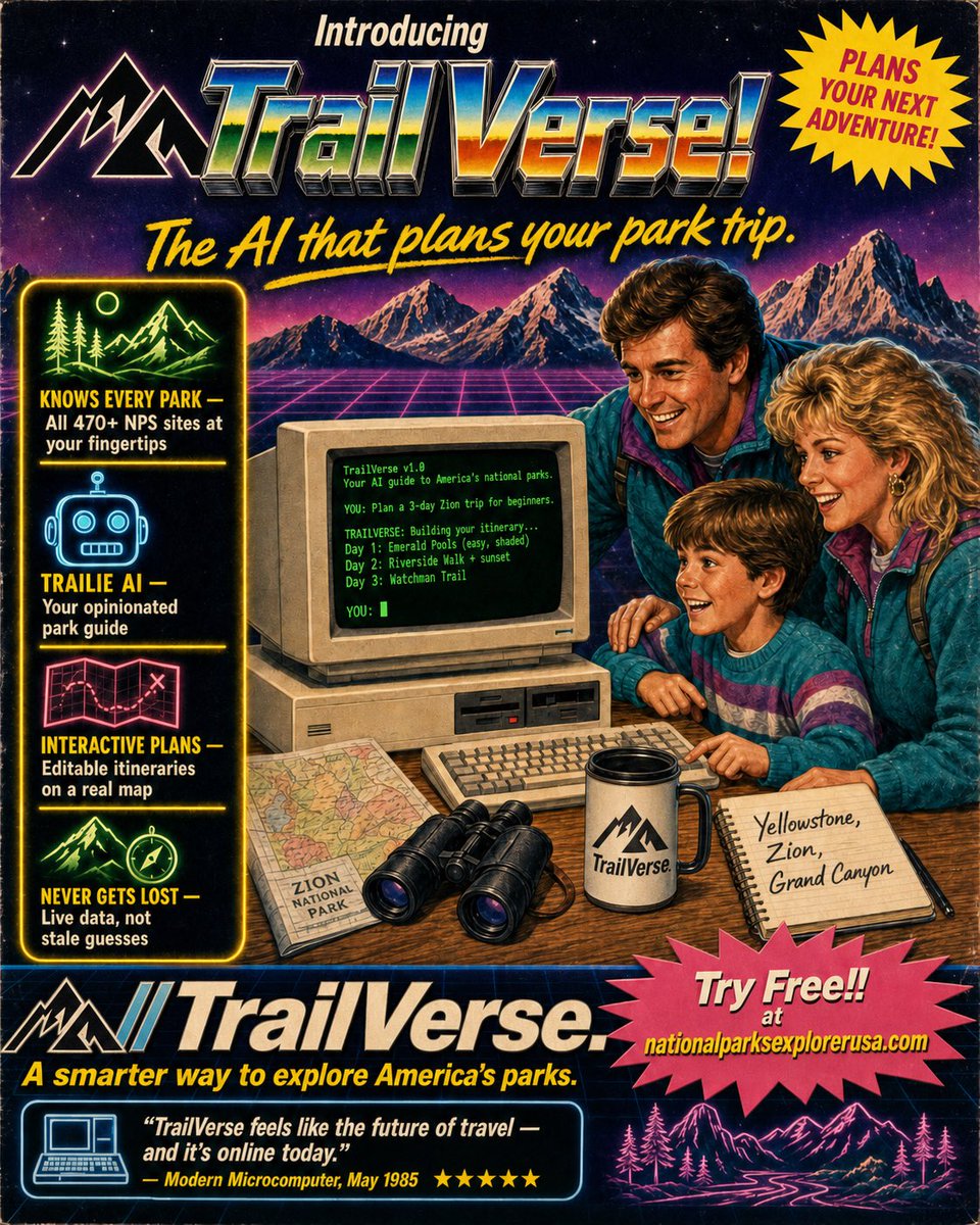 codebykrishna's tweet image. Introducing TrailVerse

Plan smarter. Explore America’s parks with
nationalparksexplorerusa.com

#travel #nationalparks #hiking #roadtrip #adventure