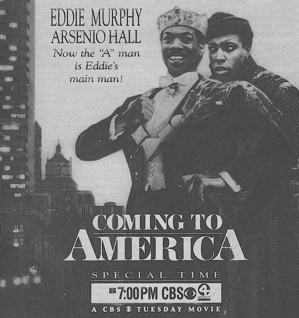 landofthe80s's tweet image. One of the best movies of the 80s, “Coming to America” aired today in 1992 on CBS. 

BITE-SIZED FACT | In 1989, a pilot for a planned spin-off television series was made, although this was never picked up for a series. #80s #90s