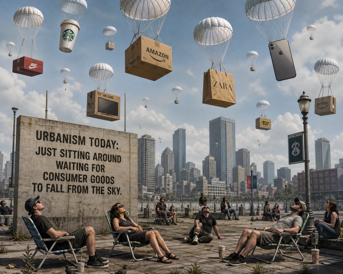 AnanyaAyer's tweet image. #Future #Headlines Urbanism today is just sitting around waiting for consumer goods to fall from the sky.