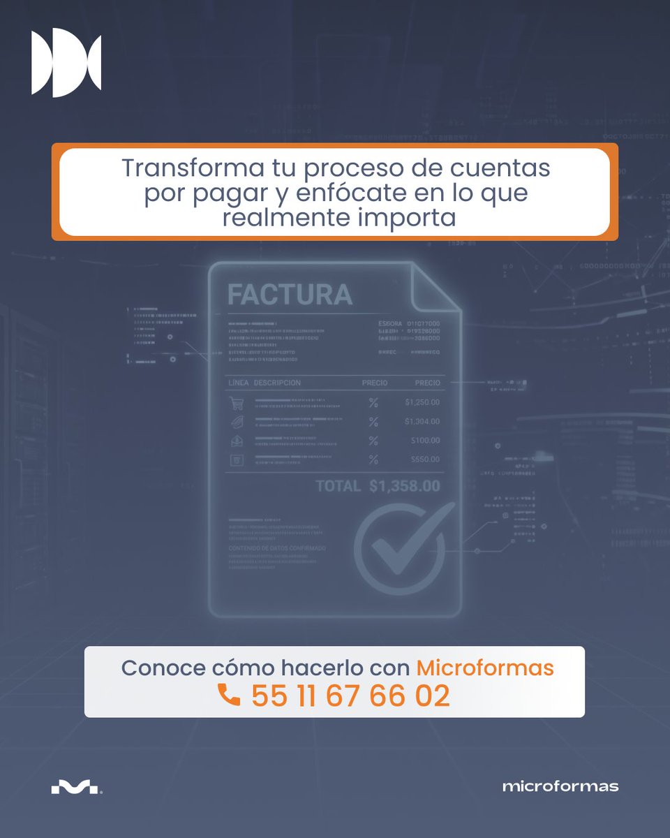 MicroformasMx's tweet image. Con una solución de inteligencia documental puedes lograr:
🚀 Procesos más ágiles y eficientes
📉 Disminución significativa de errores humanos
🔎 Visibilidad en tiempo real del estatus de cada factura
Conoce más: microformas.mx 

#TransformaciónDigital #Automatización
