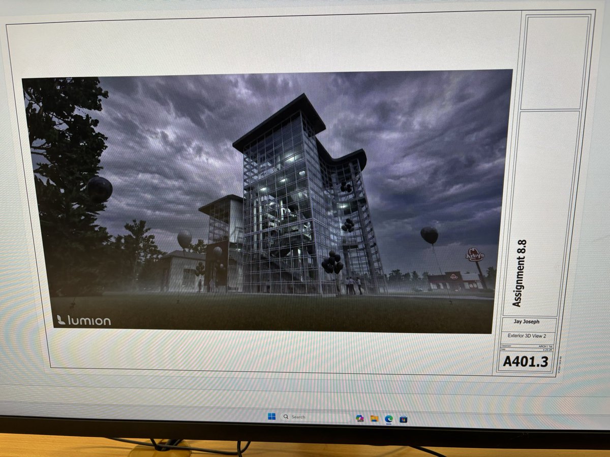 JaydenJoseph262's tweet image. C/O 28 aspiring architect final project. exterior renderings. pt2. #CaneRidgeHighSchool #architecture
