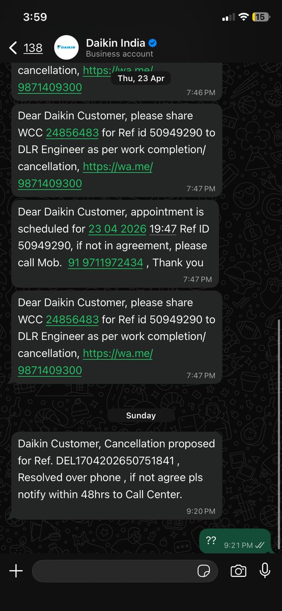 ddictator26's tweet photo. @DaikinIndia 

It’s been 3 weeks and my complaint is still not resolved. Stop wasting money on fake ads you guys are cheaters. It’s 40°C in Delhi and my AC still isn’t working. Thank you for nothing. https://t.co/BUeFyR7yjf