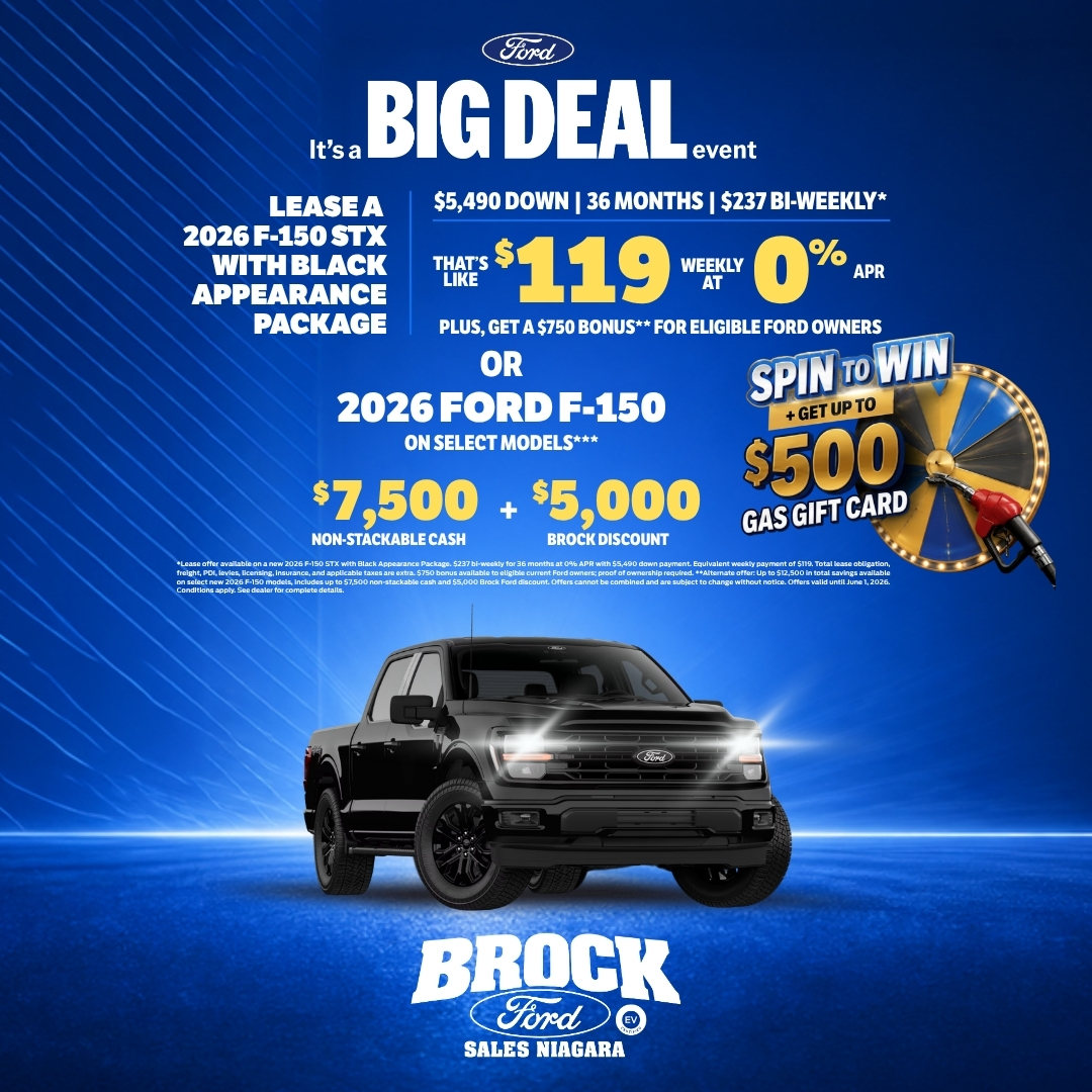 BrockFordNFalls's tweet photo. It's a BIG Deal Sales Event is back for May, with Spin To Win up to $500 Gas Gift Card. #spintowin #niagarafalls 
#brockfordsales #fordcanada 
Shop New Inventory Now
https://t.co/JXouhZ8aRP https://t.co/FLxJhiUwKu