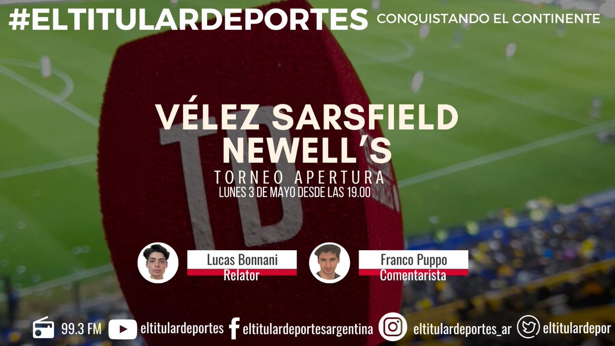 Hoy hay Torneo Apertura 

#VelezSarsfield vs. #Newell’s 
📻 99.3 FM
🖥️ lapoderosadigital.com.ar
📱Youtube.com/eltitulardepor…