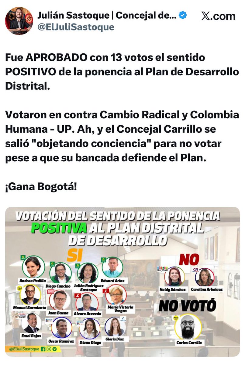 Hoy el concejal <a href="/ElJuliSastoque/">Julián Sastoque | Concejal de Bogotá</a> "objeta conciencia" frente a una decisión tomada en democracia mientras que antes señalaba y criticaba a quienes lo hacían por una decisión que él lideró y que defendió a capa y espada. Donde él no gana entonces NO LE SIRVE. ¡Qué peligro!