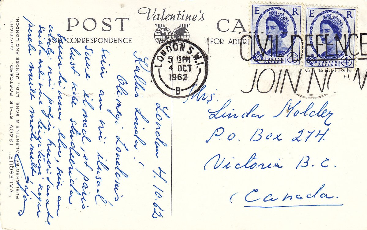 MarjeMolder's tweet image. Today's #PostMarkMonday is on a #vintage multi view souvenir #PostCard of #London published by #Valentine It was posted from London 64 years ago.
#cancel #deltiology #philately #PostMarks #ephemera