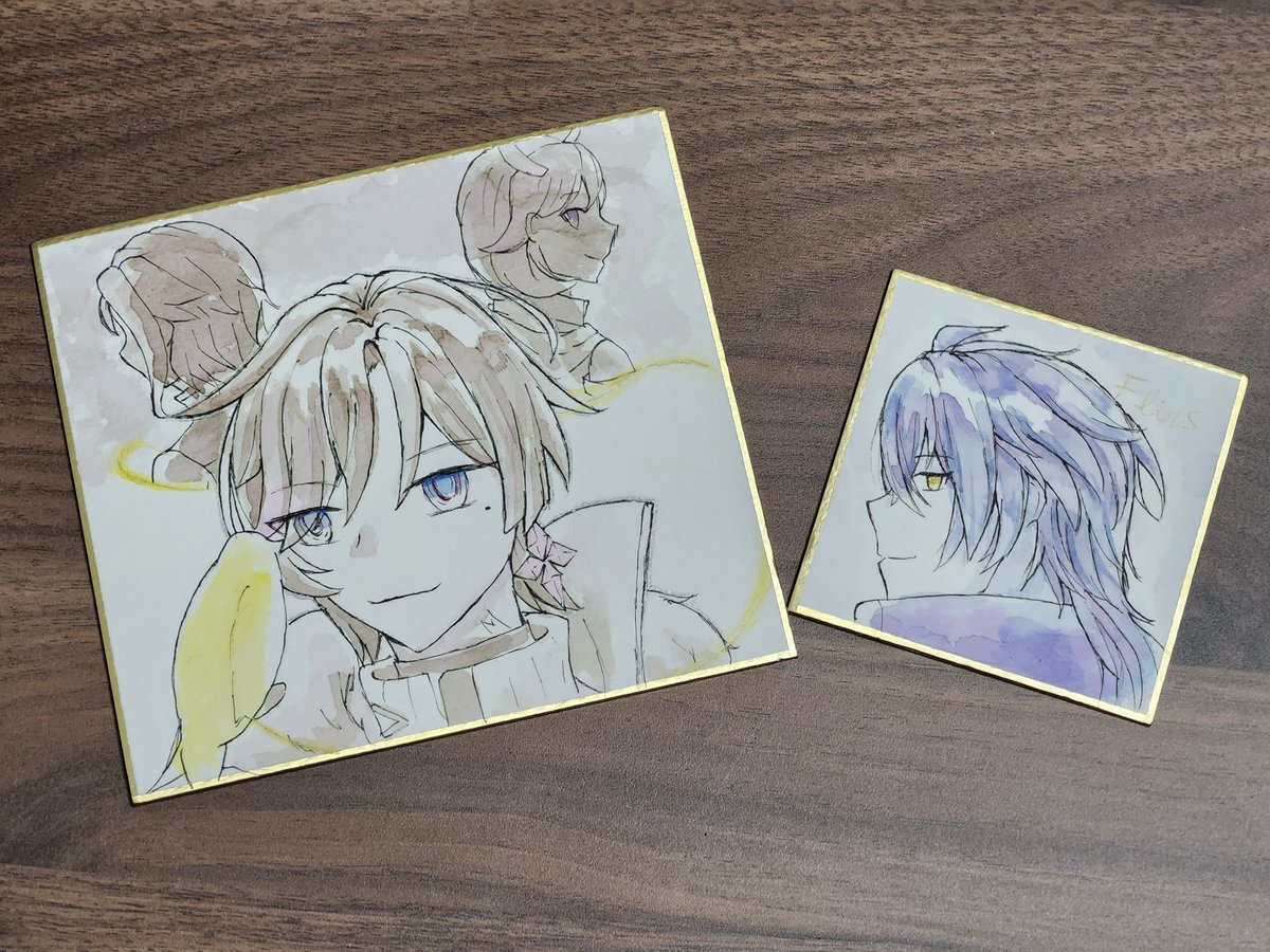 プロ手描き色紙 オリジナル猫耳キャラクター 声優ボイス おまけシール付き 手描きイラスト オリジナル猫耳少女 艶消ケント紙色紙 - メルカリ