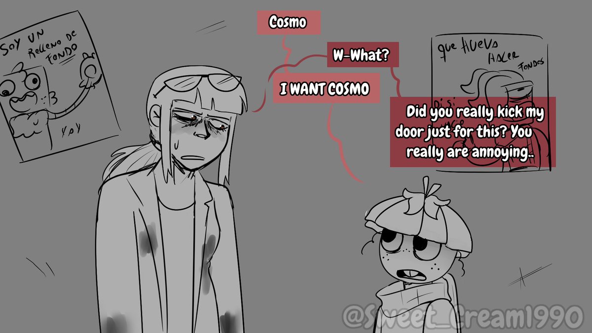 AbyCerezas's tweet photo. 🍪First meeting 🍓 (1/5)

I took the day to draw a mini comic inspired by the recent lore from Sprout..
This happens in my AU, I haven't thought of a name yet... so let's call it : "Not So Perfect Timeline" 

#dandysworld #fruitcake https://t.co/f9vYkw42cP