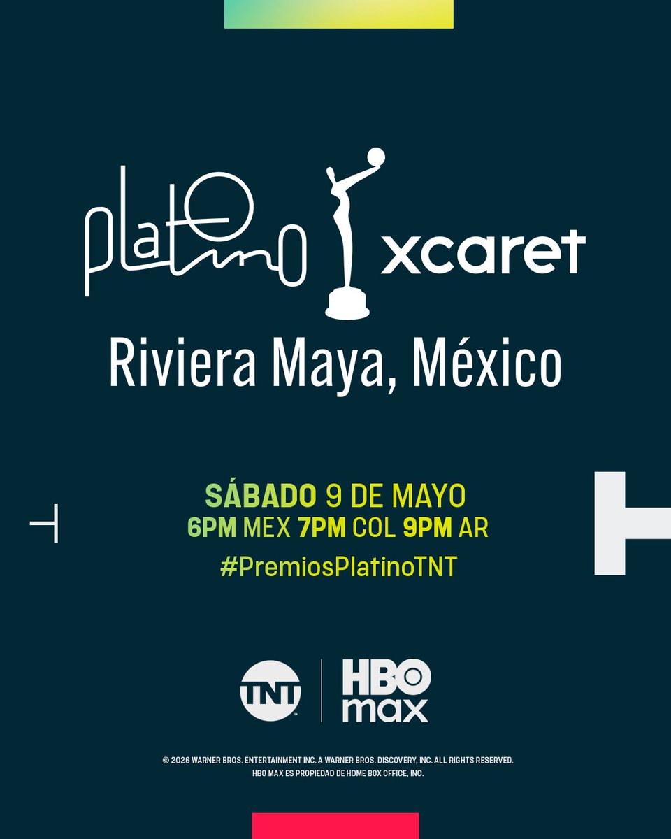 MovieCrazyP's tweet image. ¡La gran fiesta del cine iberoamericano!

#PremiosPlatino
📍 Rivera Maya, México
📺 #TNT y #HBOMax
🗓 Sábado 9 de mayo
⏰️ 6 pm 🇲🇽 7 pm 🇨🇴 9 pm 🇦🇷

#PremioPlatinoTNT