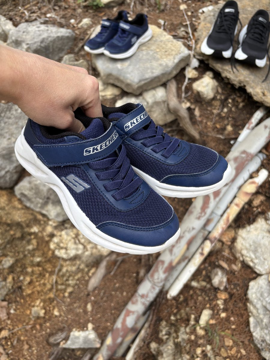 Not a paid endorsement. But if you are looking for school shoes the kids will want to wear and which will last the whole year, check <a href="/SKECHERSUSA/">SKECHERS USA</a> 

How they came home today vs how they look after a whirl in the wash (after scrubbing excess mud of course):
