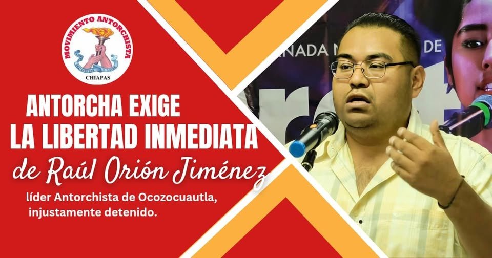 El Movimiento Antorchista de Chiapas exige la libertad inmediata de Raúl Orión Jiménez, líder de Ocozocuautla, injustamente detenido.
facebook.com/GAlexNavarroGa…
