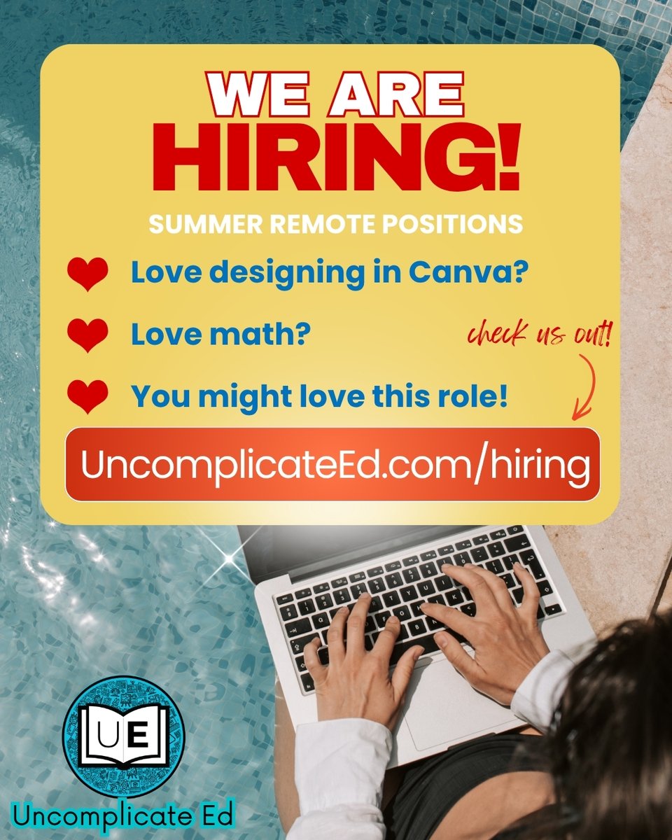 Uncomplicate_Ed's tweet photo. We're looking for 4 folks this summer to help us finish out our middle school math books. We want the best! 

So, if you love math (especially middle school math) AND you love @canva, this might be a great opportunity for you.

You can learn more here: https://t.co/4SxopxuI61 https://t.co/oxXWFSiqoS