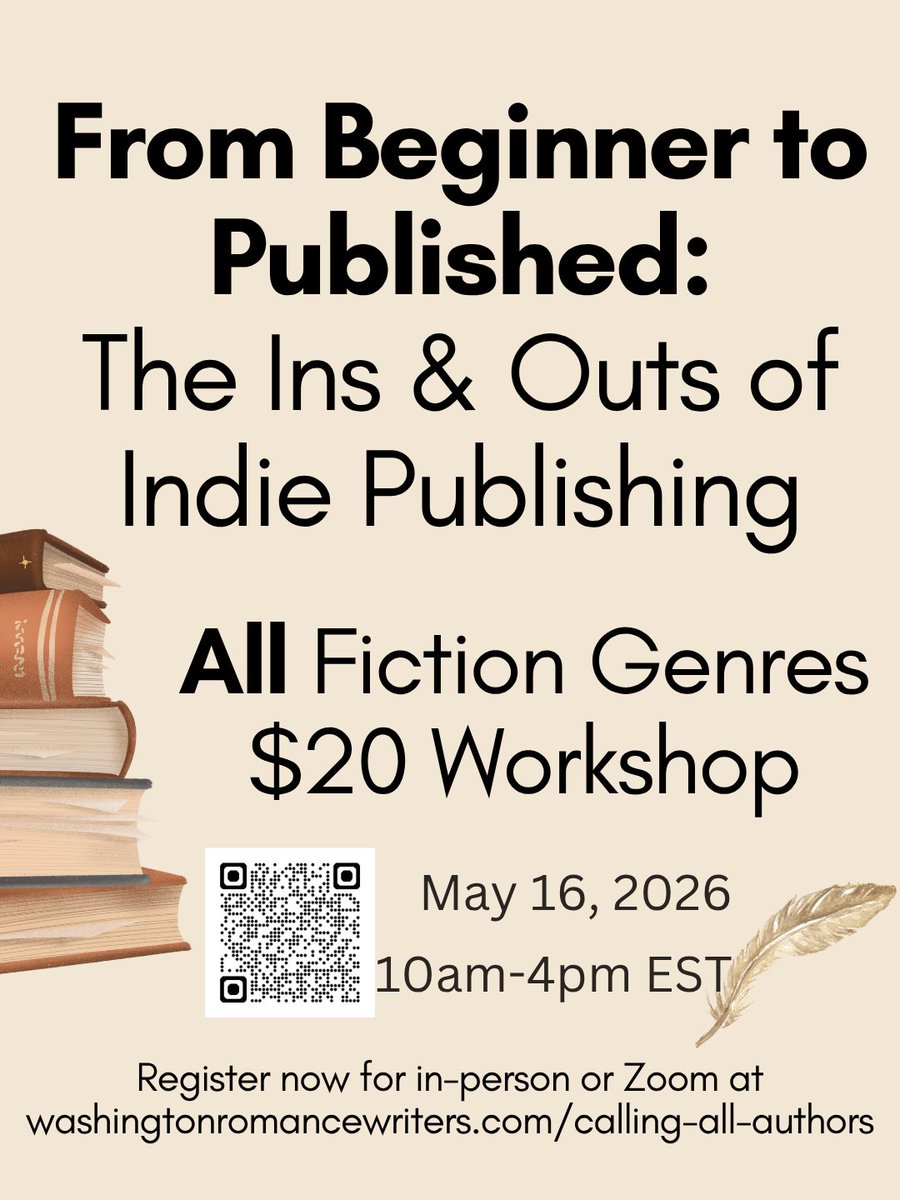 barwriters's tweet photo. One-day workshop for beginners on "how to publish indie, soup to nuts" from Washington Romance Writers. May 16 10-4 EST, Zoom. $20 for an all-day session! https://t.co/MHkUR0g0bj https://t.co/N86p0tjFb0