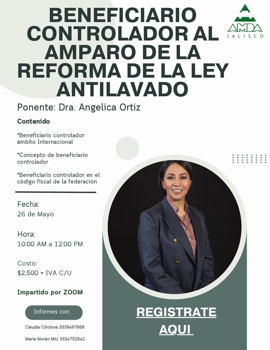 AMDAJAL's tweet photo. Actualízate en normativa antilavado ⚖️

📅 26 de mayo
🕙 10 am – 12 pm
💻 Online

Sesión: Beneficiario Controlador

👉 Regístrate: https://t.co/TQ9CWsMDro
#Capacitacion #IndustriaAutomotriz #CursosAMDAJalisco https://t.co/4wSVRhkIiY