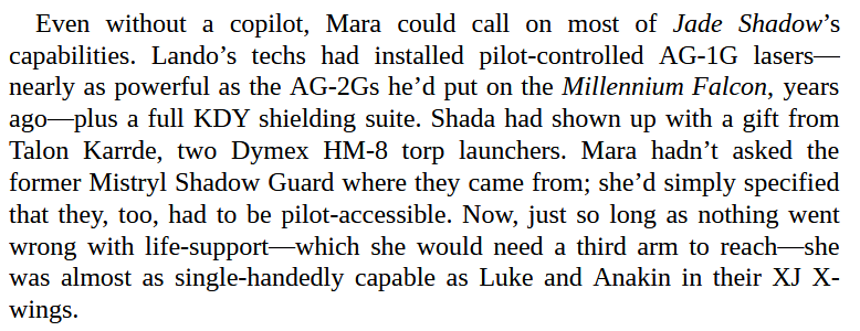 It's so fun when Star Wars gives us new cool ships. I love the Falcon but it's really fun when writers remember they're allowed to introduce new things. I need more Ghosts and Jade's Shadows.