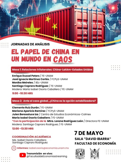 sancapraro's tweet photo. El día jueves 7 de mayo a las 9AM estaremos discutiendo el rol de China en la economía mundial a partir de las ideas de Enrique Dussel Peters y su nuevo libro: "New Triangular Relationships: Latin America, China, and Great Power Competition". ¡¡No se lo pierdan!! https://t.co/sfpovjowMu