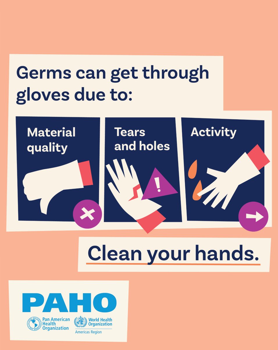 pahowho's tweet photo. 🤲🧼 Gloves protect but do not eliminate risk.

Always clean your hands before and after using gloves! Hand hygiene is an action that saves lives.

➡️https://t.co/GE0vTfbolr https://t.co/cl1EsB2Afp