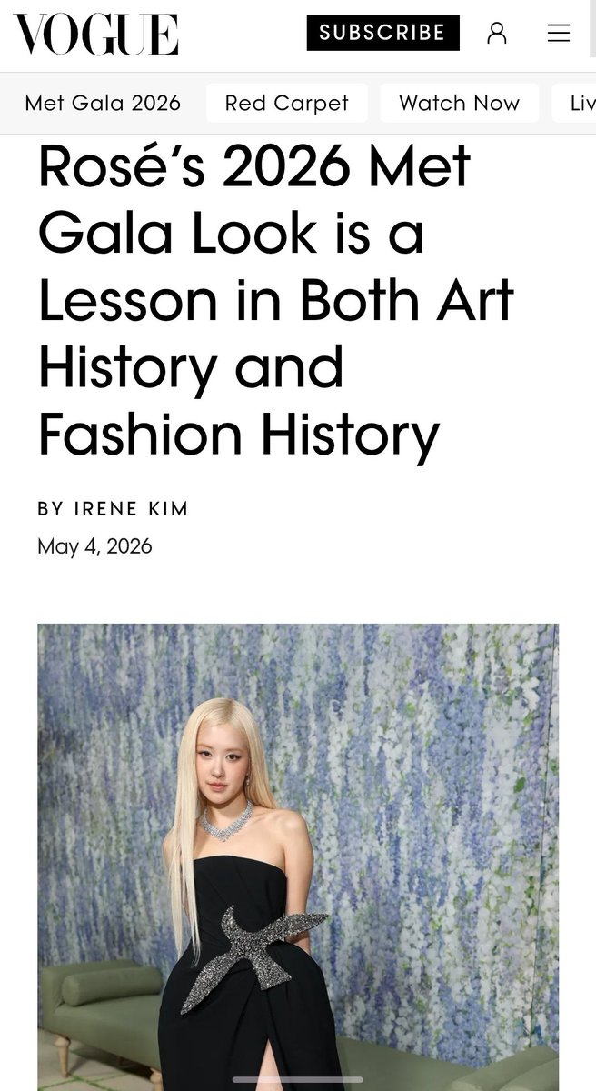NumberOnesNews's tweet photo. VOGUE
Rosé’s 2026 Met Gala Look is a Lesson in Both Art History and Fashion History
🔗:https://t.co/kPwe9SO6PC

ROSÉ MET GALA
#ROSÉ #MetGala
#MetGala2026 https://t.co/ESRfh6x7xT