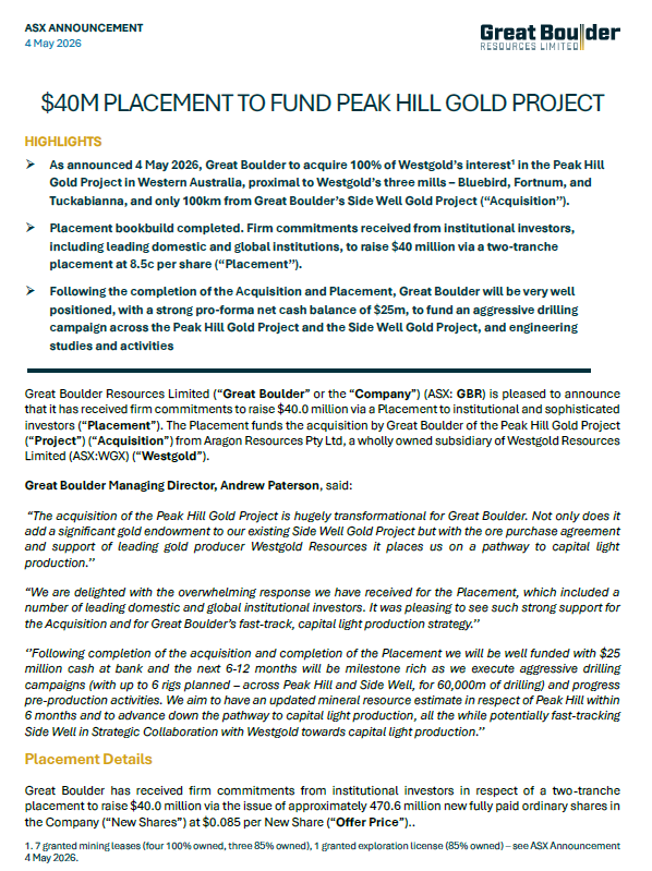Another ~860 million SOI should wash out all those disgruntled shareholders on $GBR's register. Onwards and upwards!