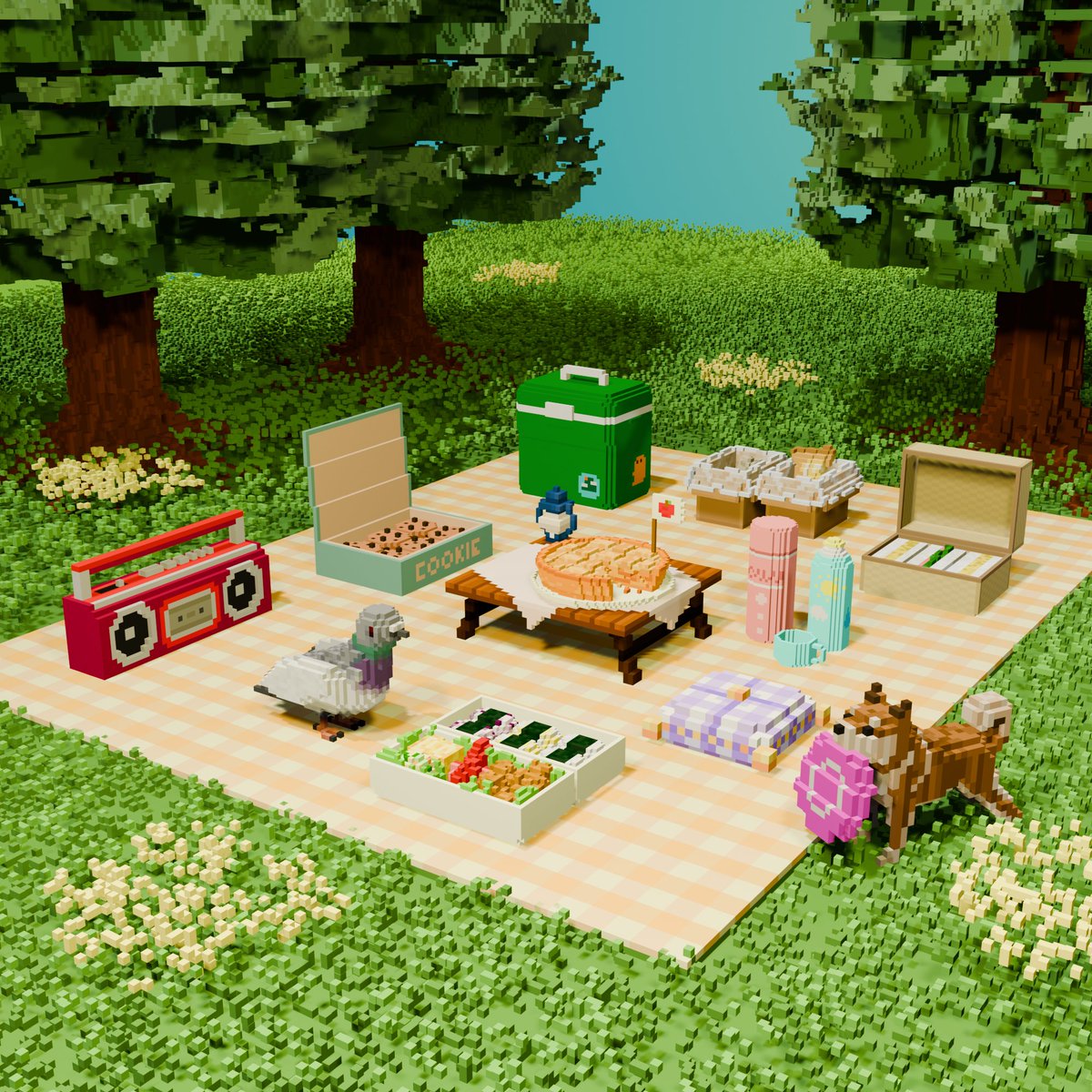 Happy Picnic Day✨
12名のボクセルアーティストで準備しましたー！
#voxelart #MagicaVoxel