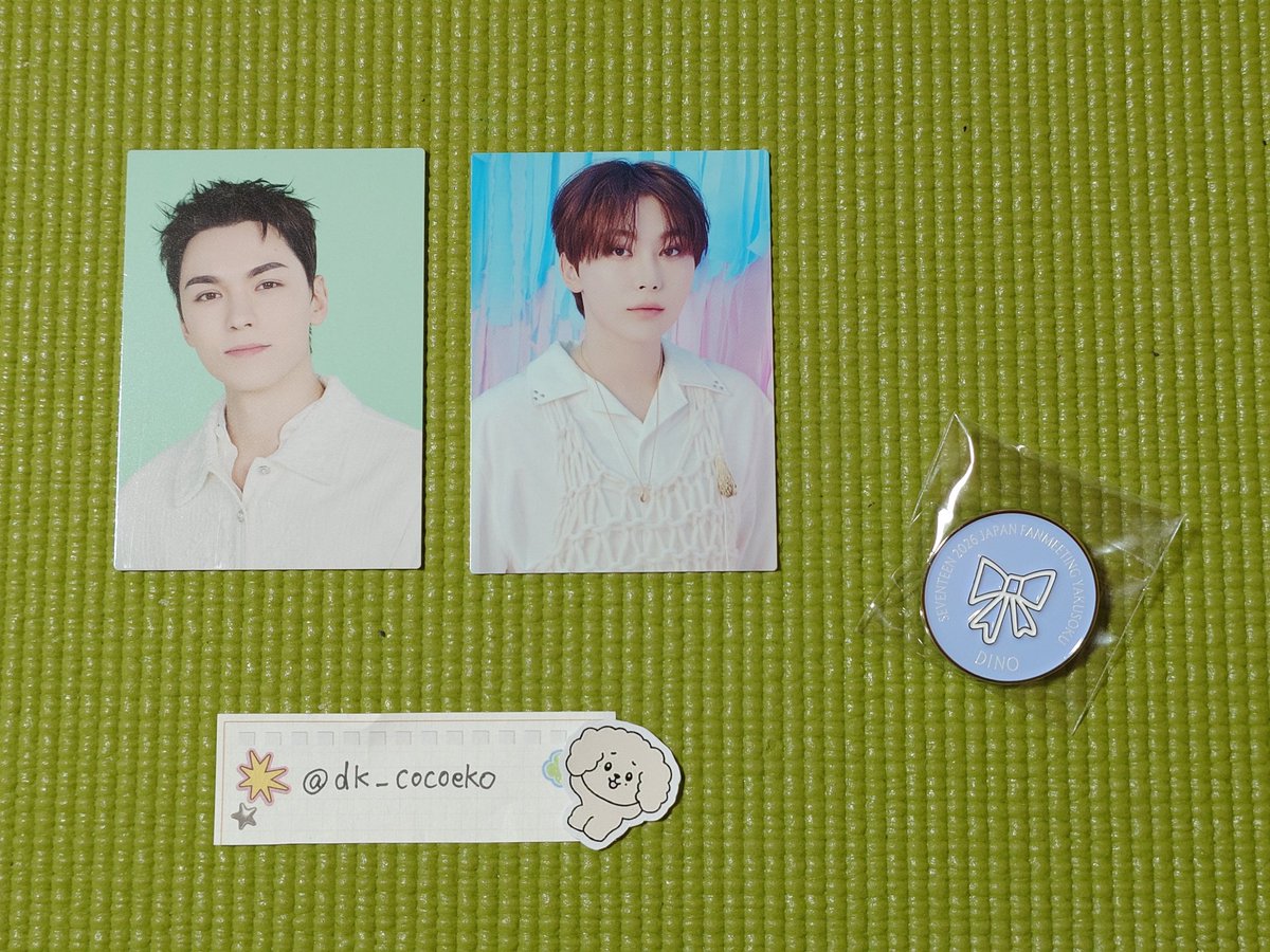 dk_cocoeco's tweet photo. SEVENTEEN セブチ YAKUSOKU 交換トレカ交換  ピンズ交換

譲➡バーノン スングァン
         ピンズ  ディノ

求➡写真のドギョムどれでも可
        ピンズ ドギョム

フォトカードはフォトカードで
ピンズはピンズで交換
郵送交換希望

 #セブチ交換
 #SEVENTEEN交換
 #YAKUSOKU交換 https://t.co/929k12JcRI